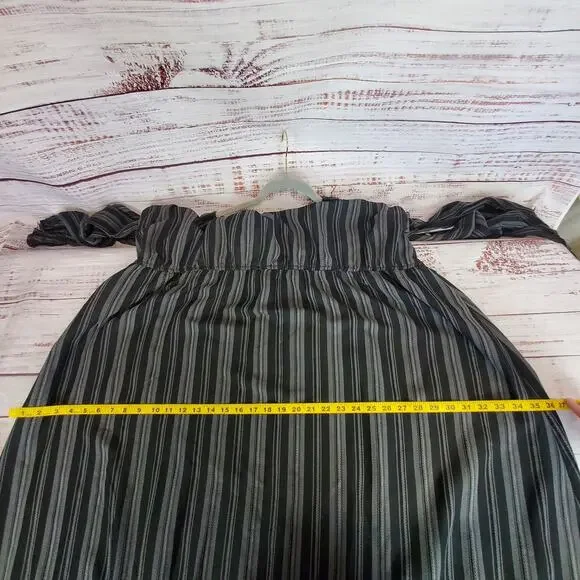 Terra & Sky Black Stripe Peasant Cottagecore Maxi Dress 4X Ruffle Farm Country - Picture 15 of 16